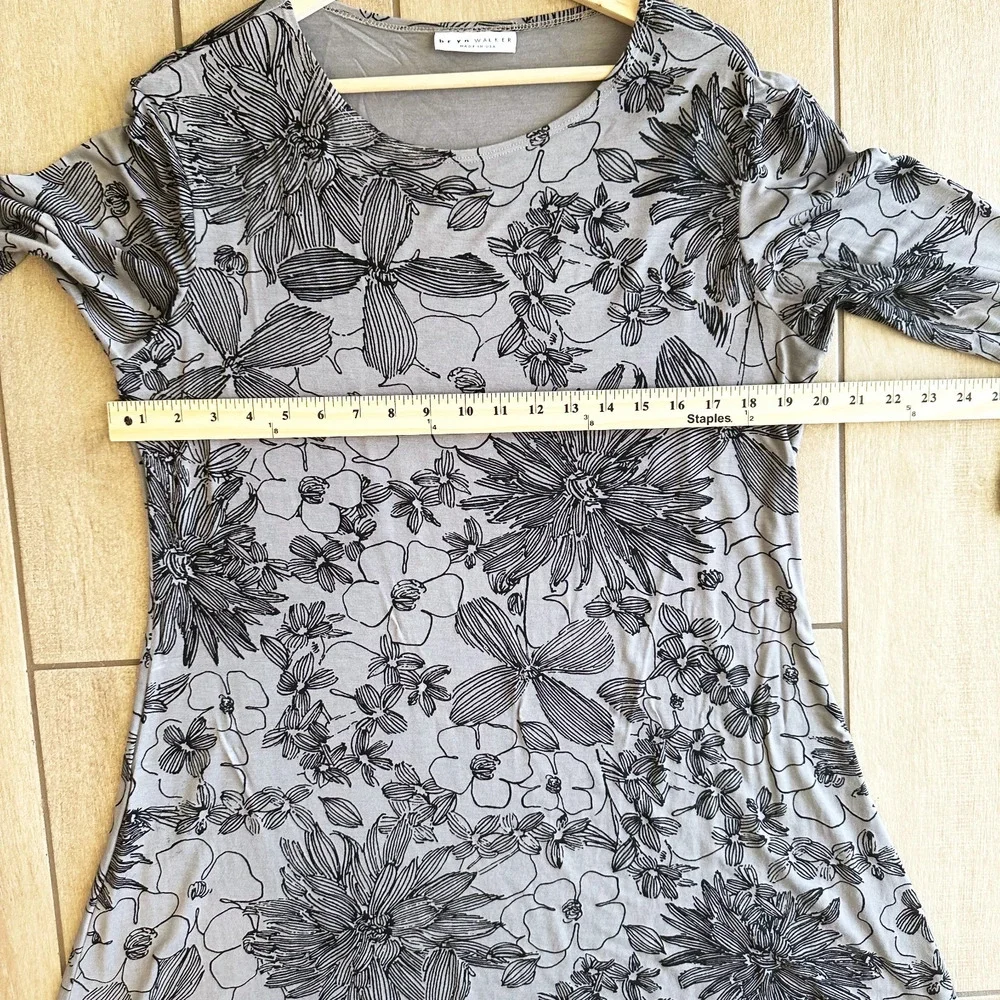 Bryn Walker Jersey Knit Tunic Dress Large Floral Stretch Lagenlook Casual Artsy - Picture 7 of 8